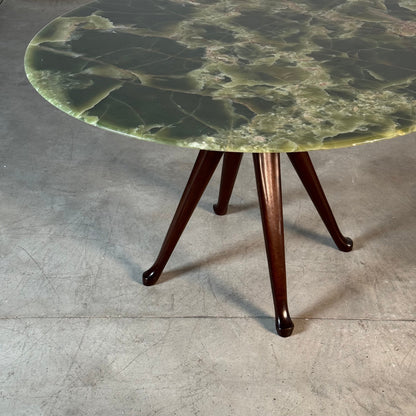 Round Onyx & Solid Walnut Dining Table by Osvaldo Borsani, 1950s Dining Tables