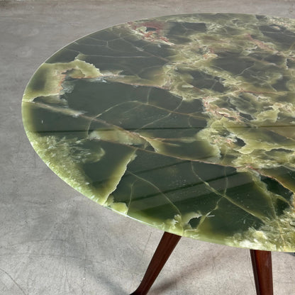 Round Onyx & Solid Walnut Dining Table by Osvaldo Borsani, 1950s Dining Tables