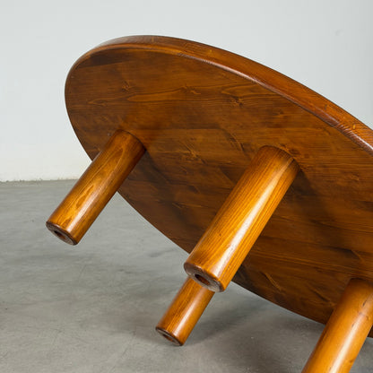 Round Pine Coffee Table, Charlotte Perriand for Les Arcs Design, France, 1960s Coffee Tables