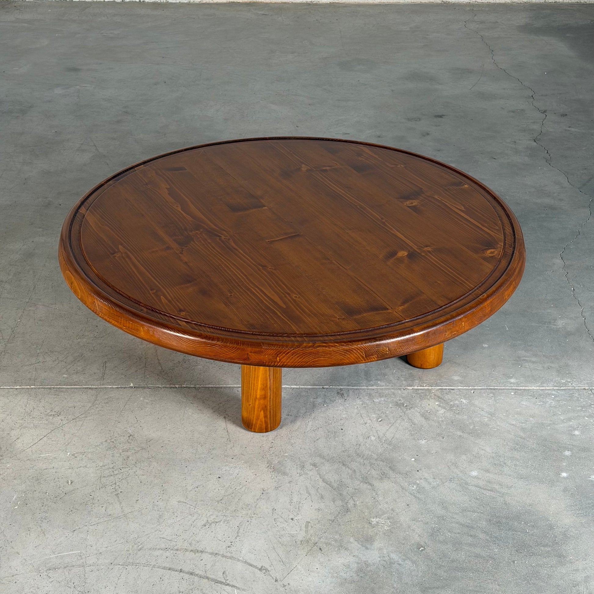 Round Pine Coffee Table, Charlotte Perriand for Les Arcs Design, France, 1960s Coffee Tables