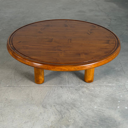 Round Pine Coffee Table, Charlotte Perriand for Les Arcs Design, France, 1960s Coffee Tables