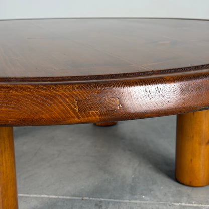 Round Pine Coffee Table, Charlotte Perriand for Les Arcs Design, France, 1960s Coffee Tables