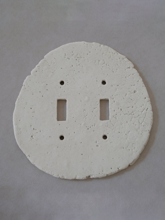 Rounded Double Gang Porcelain Light Switch Plate Hardware