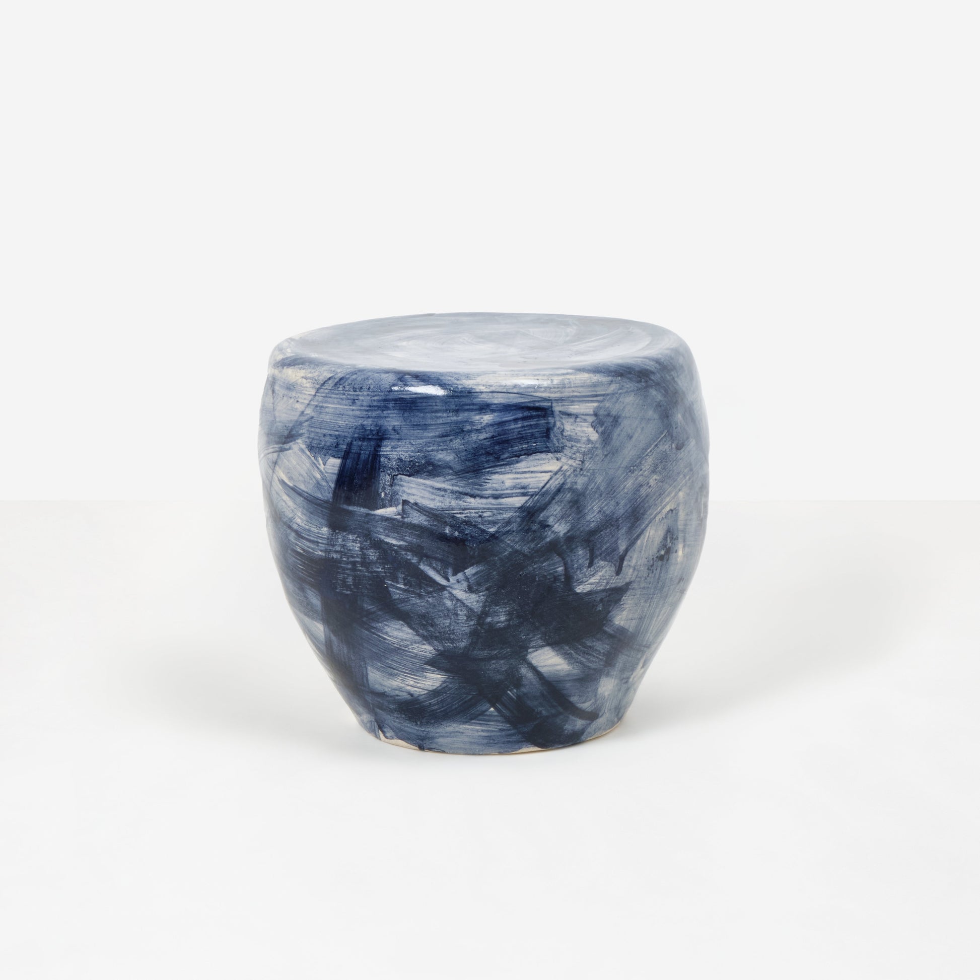 Rounded Medium Ceramic Side Table in Brushed Navy End Tables