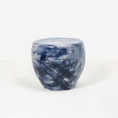 Rounded Medium Ceramic Side Table in Brushed Navy End Tables
