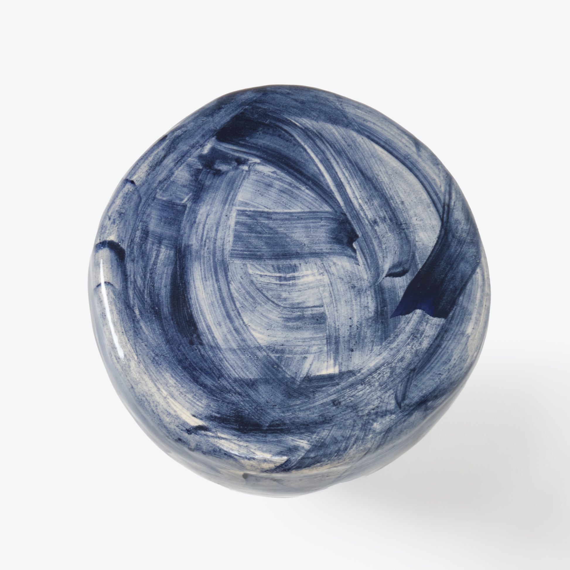 Rounded Medium Ceramic Side Table in Brushed Navy End Tables