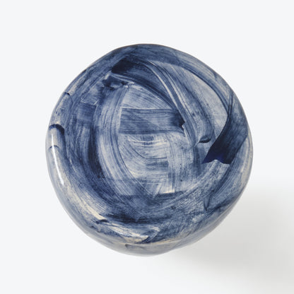 Rounded Medium Ceramic Side Table in Brushed Navy End Tables