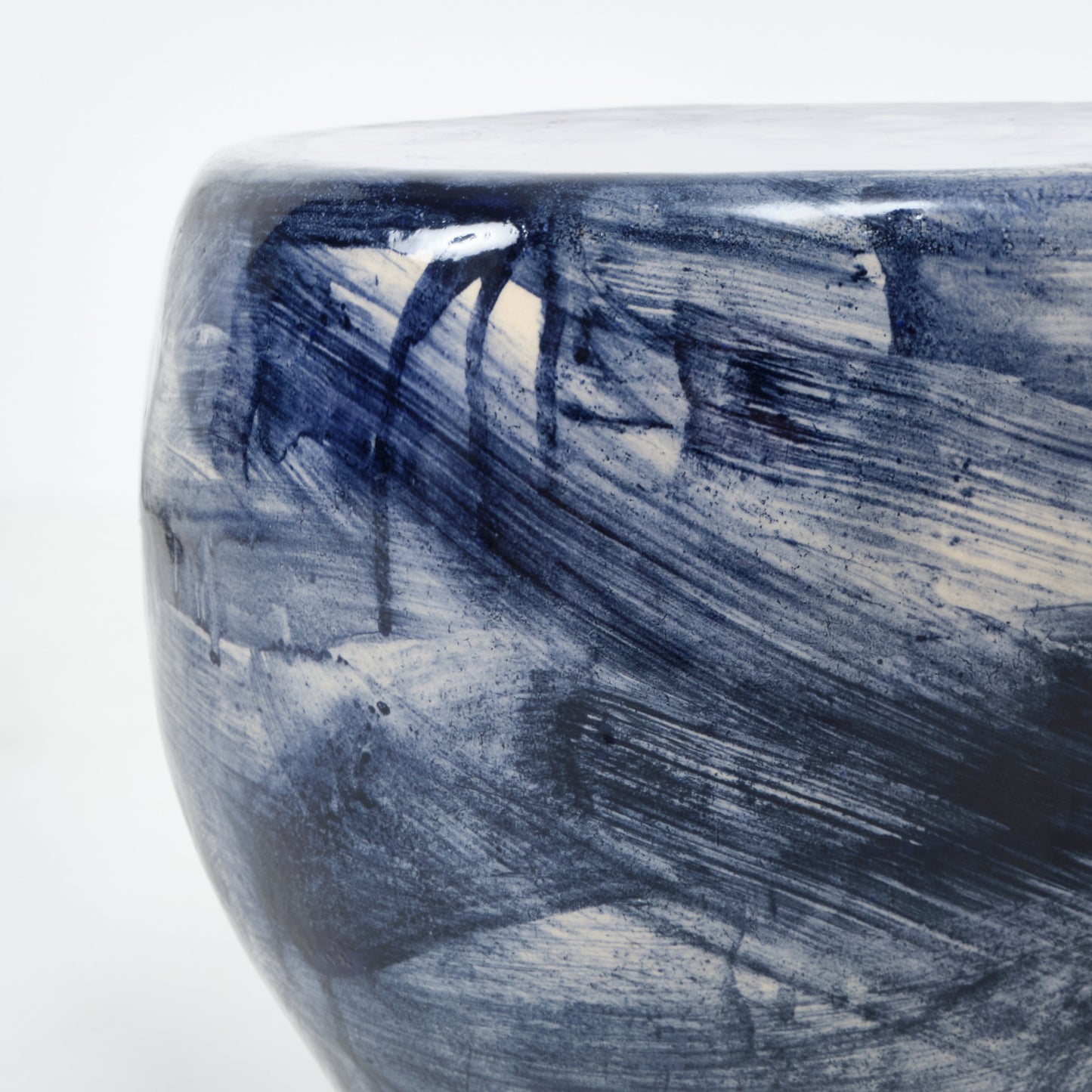 Rounded Medium Ceramic Side Table in Brushed Navy End Tables