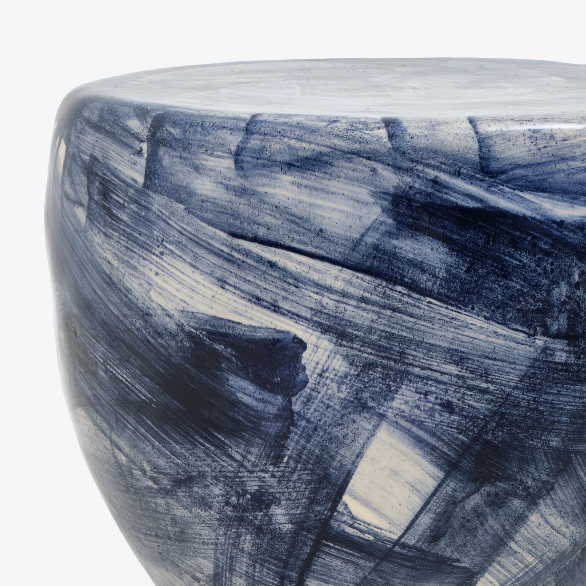 Rounded Medium Ceramic Side Table in Brushed Navy End Tables