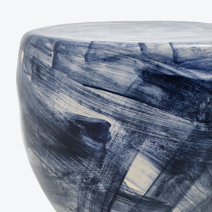Rounded Medium Ceramic Side Table in Brushed Navy End Tables