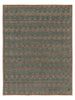 Rug & Kilim's Block Print Rug Design in Gray with Rust and Green Floral Motifs Rugs