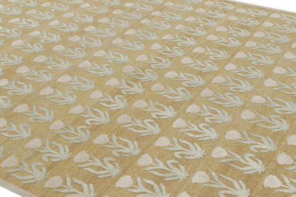 Rug & Kilim's Block Print Rug Design with Pink and Green Floral Patterns Rugs