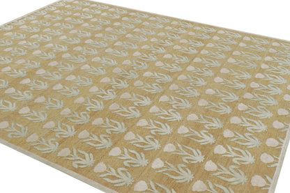 Rug & Kilim's Block Print Rug Design with Pink and Green Floral Patterns Rugs