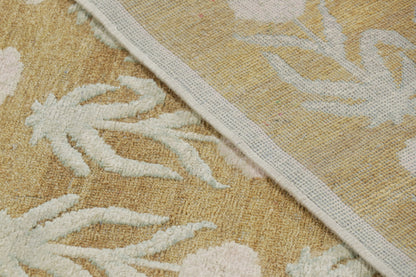 Rug & Kilim's Block Print Rug Design with Pink and Green Floral Patterns Rugs