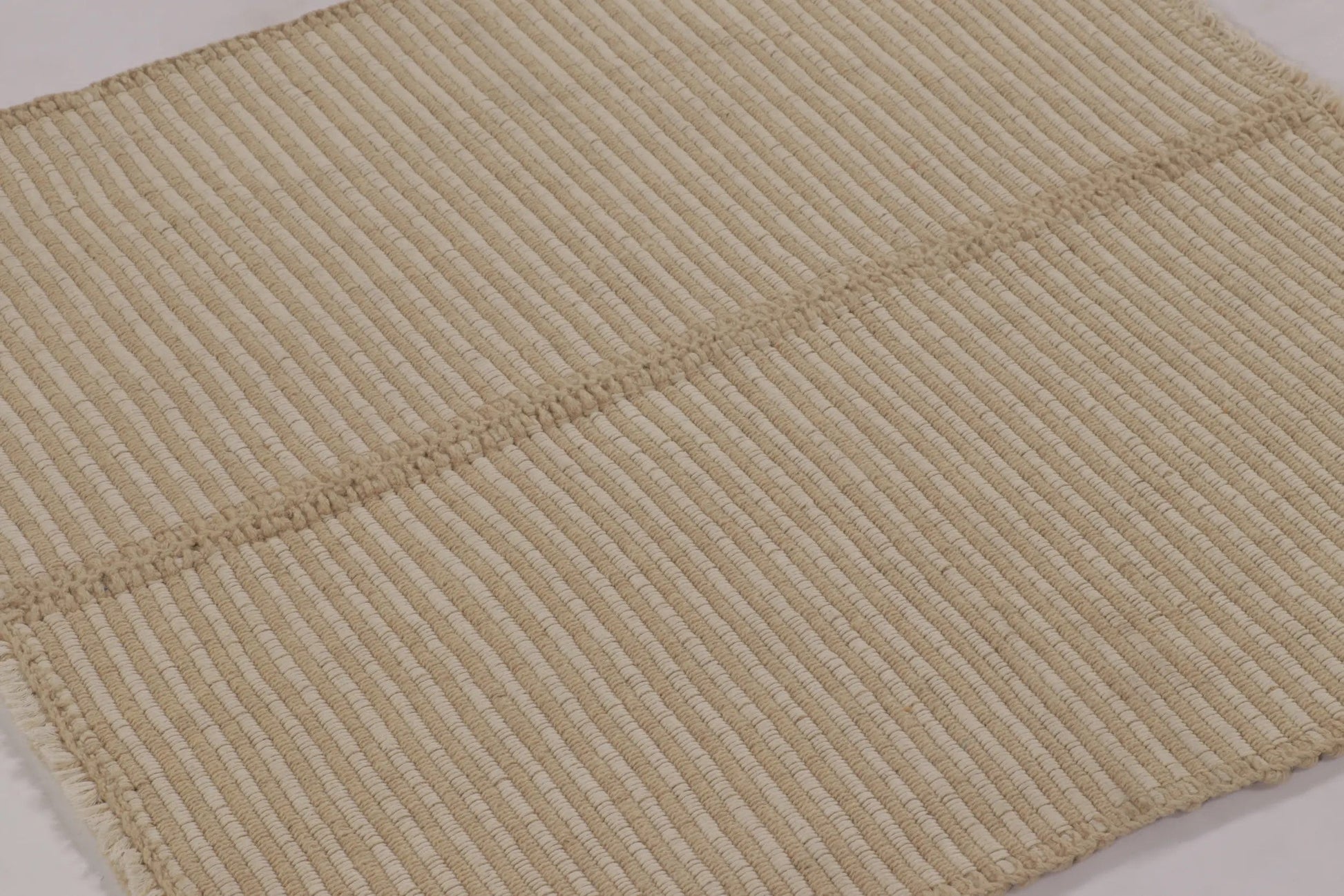 Rug & Kilim's Contemporary Accent Kilim, Square Rug in Cream and White Stripes Rugs