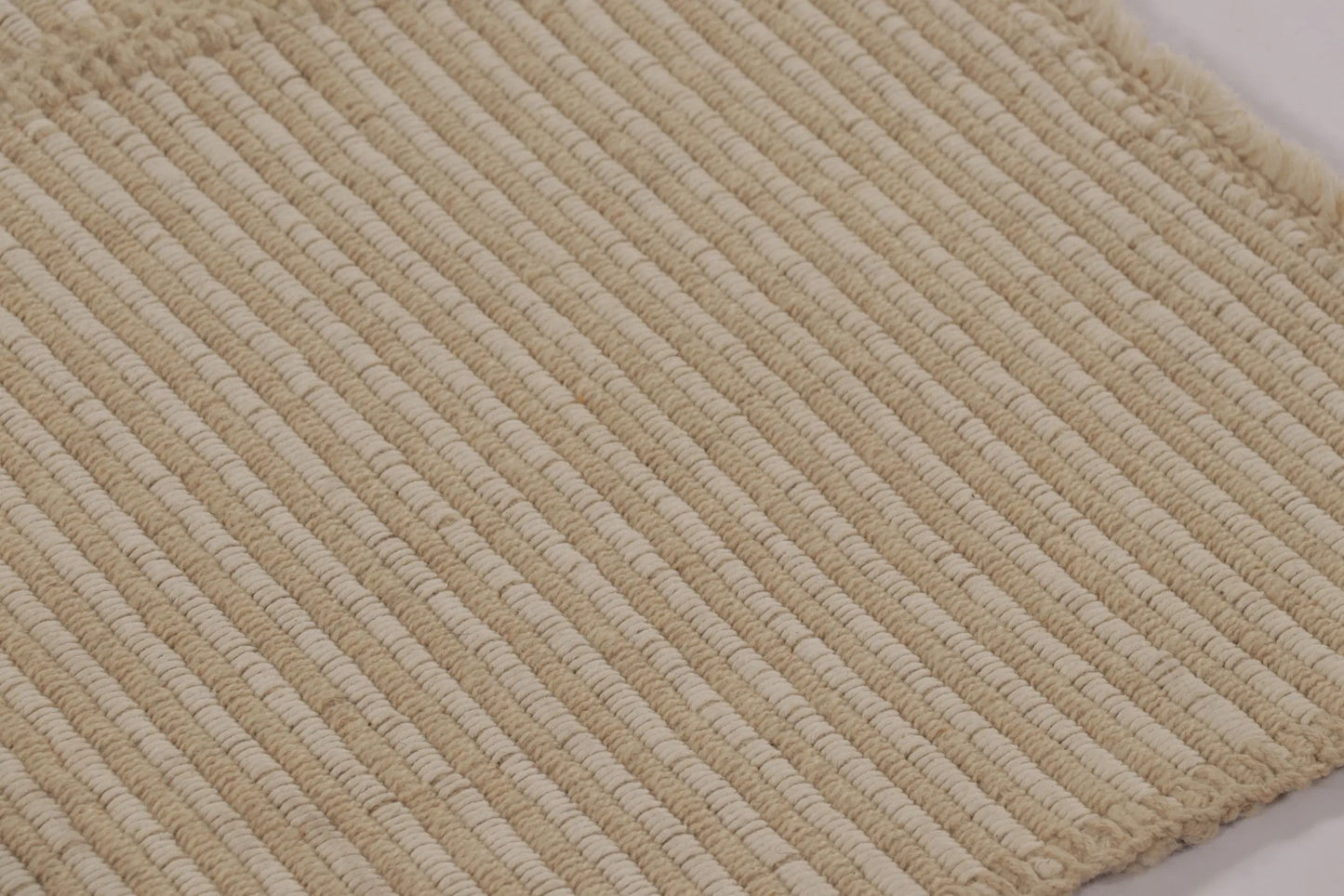 Rug & Kilim's Contemporary Accent Kilim, Square Rug in Cream and White Stripes Rugs