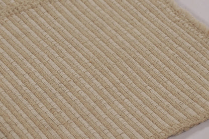 Rug & Kilim's Contemporary Accent Kilim, Square Rug in Cream and White Stripes Rugs