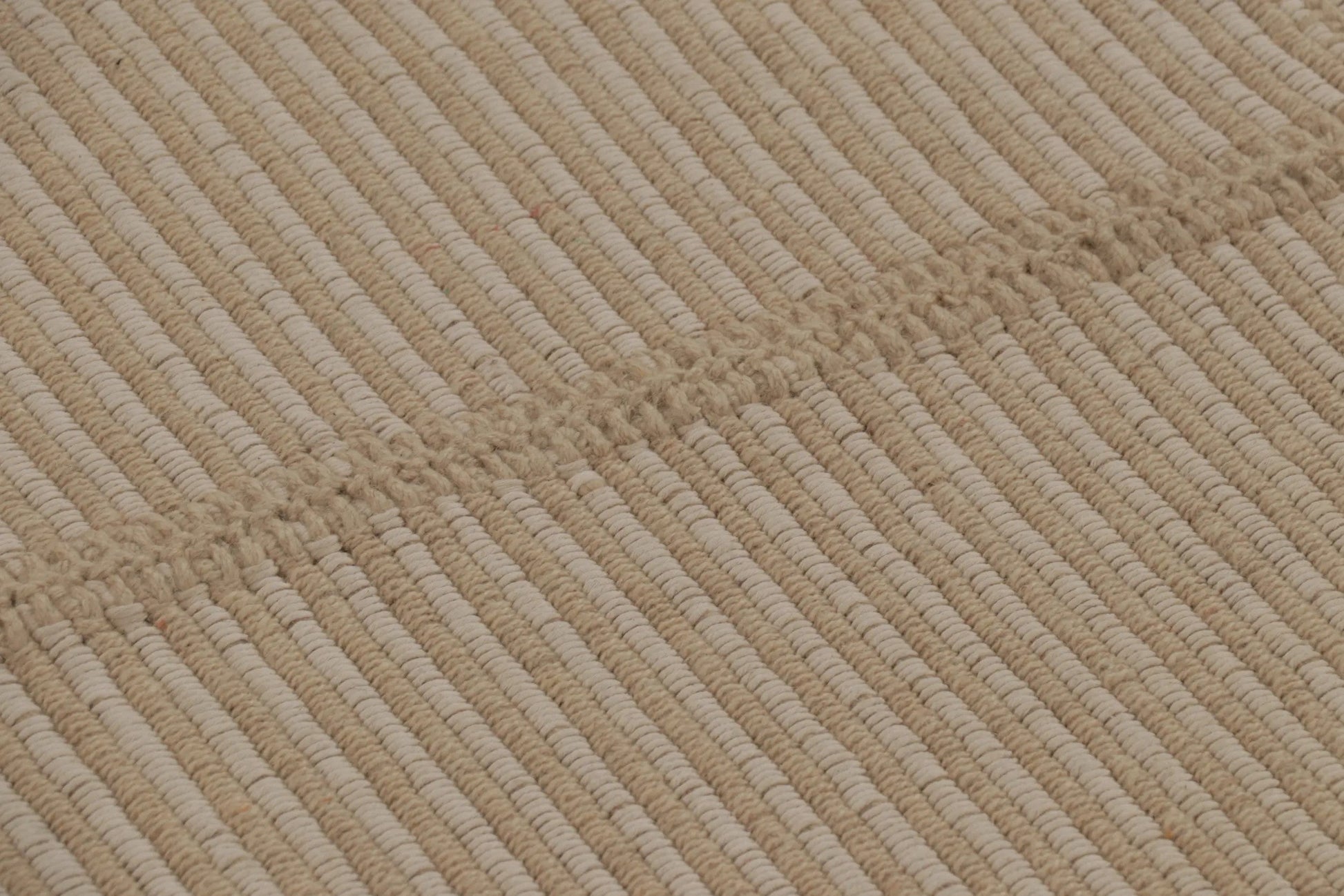 Rug & Kilim's Contemporary Accent Kilim, Square Rug in Cream and White Stripes Rugs