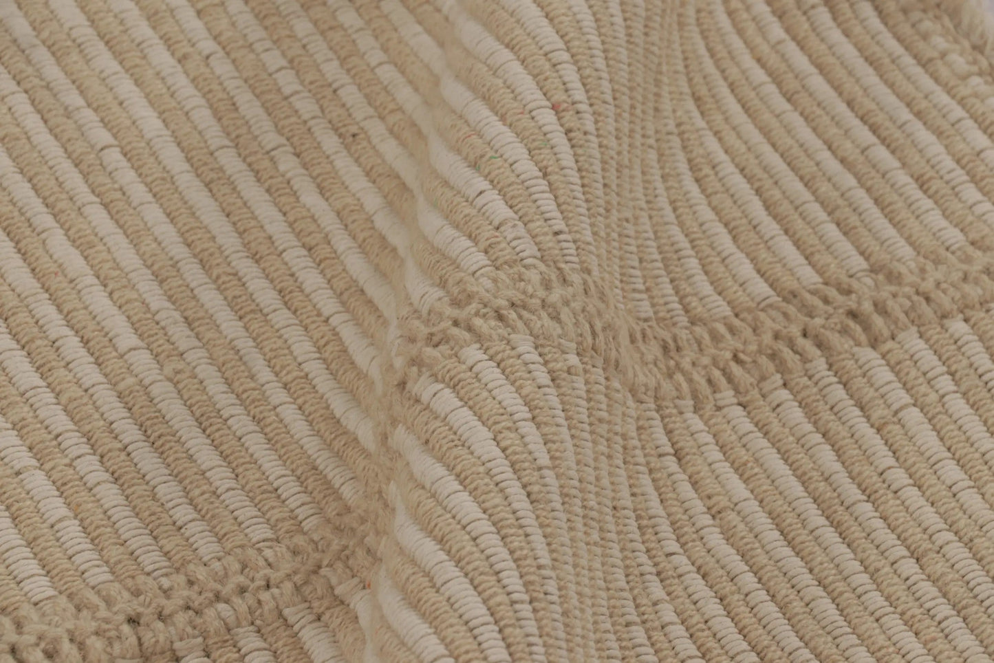 Rug & Kilim's Contemporary Accent Kilim, Square Rug in Cream and White Stripes Rugs