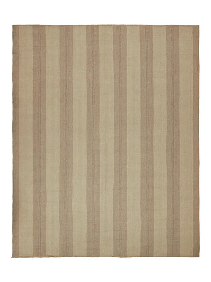 Rug & Kilim's Contemporary Kilim with Beige and Taupe Stripes and Brown Accents Rugs