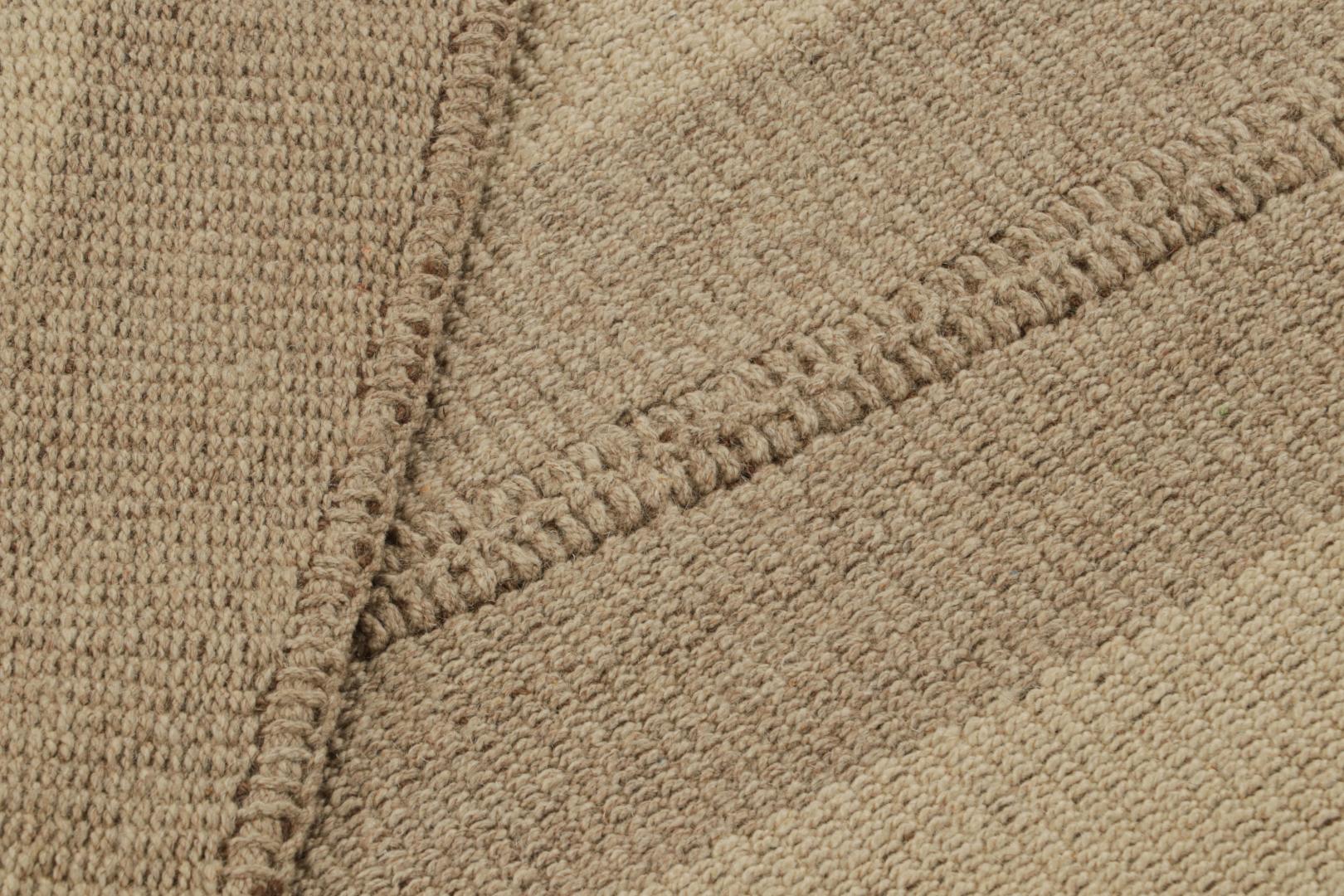 Rug & Kilim's Contemporary Kilim with Beige and Taupe Stripes and Brown Accents Rugs