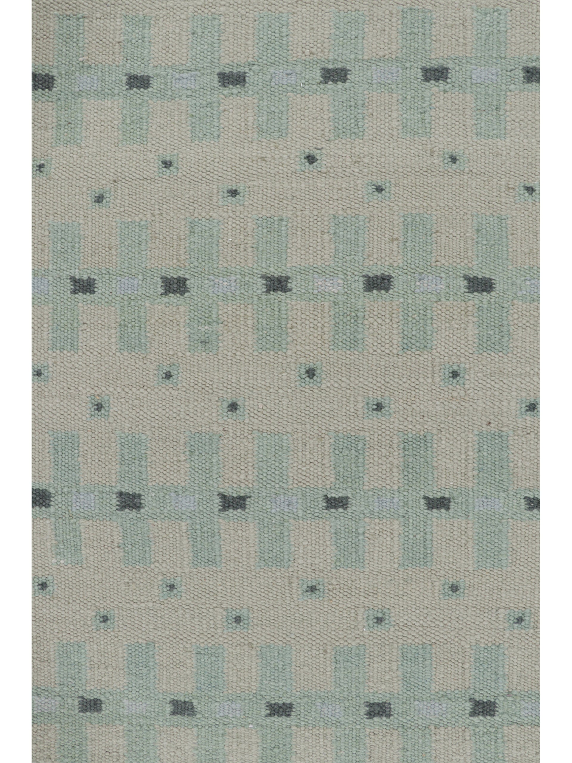 Rug & Kilim's Custom Scandinavian Rug with Pale Teal Geometric Patterns Rugs