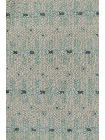 Rug & Kilim's Custom Scandinavian Rug with Pale Teal Geometric Patterns Rugs