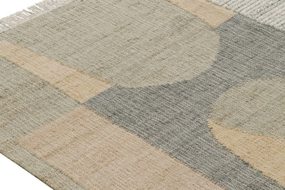 Rug & Kilim's Flatweave Rug in Beige with Gray White & Green Geometric Patterns Rugs
