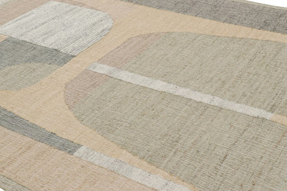Rug & Kilim's Flatweave Rug in Beige with Gray White & Green Geometric Patterns Rugs