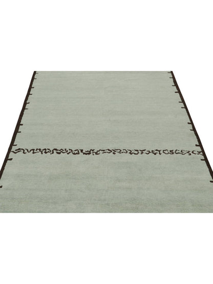 Rug & Kilim's French Art Deco Rug in Blue with Brown Geometric Patterns Rugs