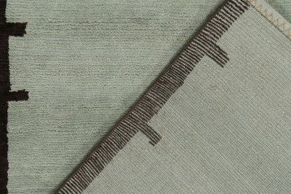 Rug & Kilim's French Art Deco Rug in Blue with Brown Geometric Patterns Rugs