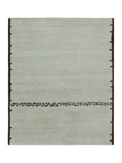 Rug & Kilim's French Art Deco Rug in Blue with Brown Geometric Patterns Rugs