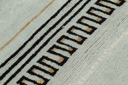 Rug & Kilim's Modern Art Deco Rug in Blue and Black with Geometric Patterns Rugs