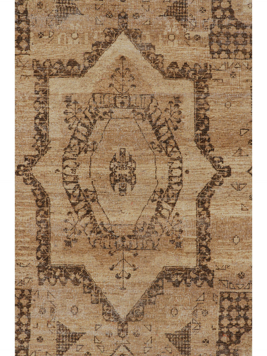 Rug & Kilim's Oriental Rug in Brown with Medallion and Geometric Patterns Rugs