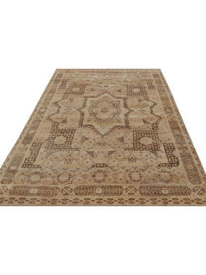 Rug & Kilim's Oriental Rug in Brown with Medallion and Geometric Patterns Rugs
