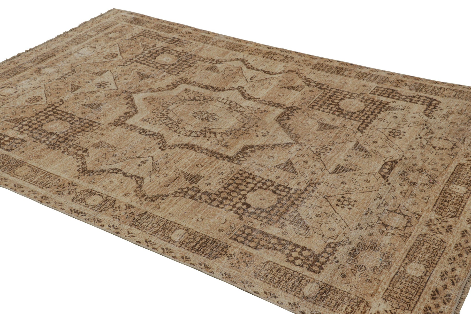Rug & Kilim's Oriental Rug in Brown with Medallion and Geometric Patterns Rugs