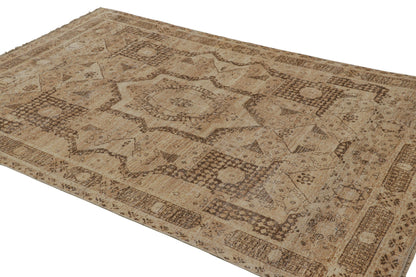 Rug & Kilim's Oriental Rug in Brown with Medallion and Geometric Patterns Rugs