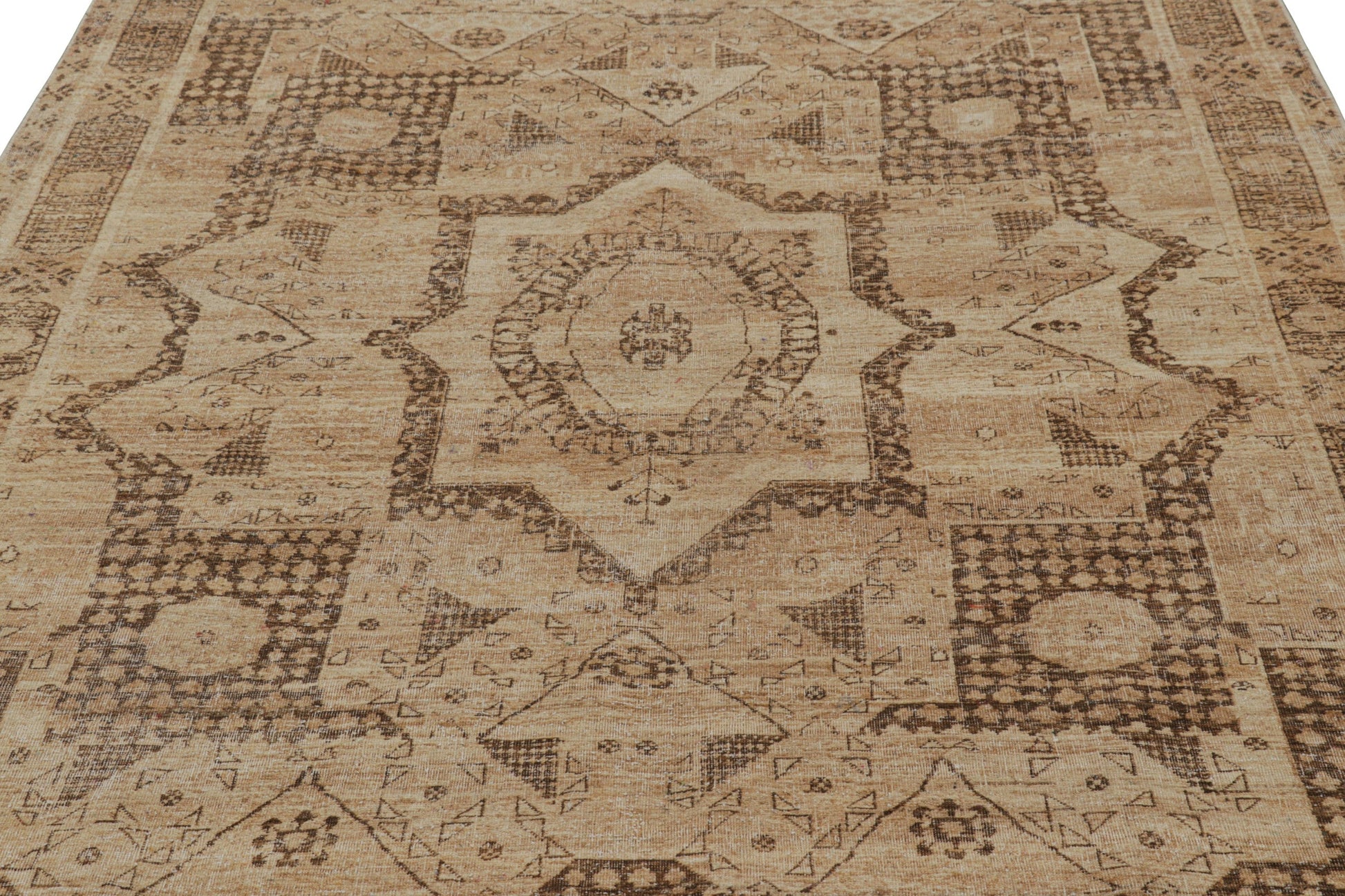 Rug & Kilim's Oriental Rug in Brown with Medallion and Geometric Patterns Rugs