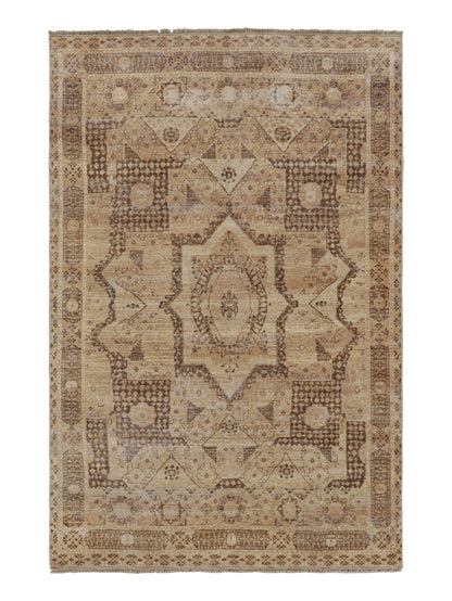 Rug & Kilim's Oriental Rug in Brown with Medallion and Geometric Patterns Rugs