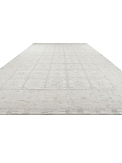 Rug & Kilim's Oversized Scandinavian Rug in White and Gray Geometric Pattern Rugs