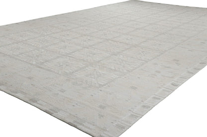 Rug & Kilim's Oversized Scandinavian Rug in White and Gray Geometric Pattern Rugs