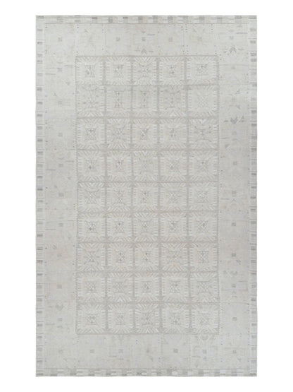 Rug & Kilim's Oversized Scandinavian Rug in White and Gray Geometric Pattern Rugs