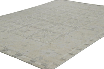 Rug & Kilim's Scandinavian Rug in Cream White and Gray Geometric Patterns Rugs