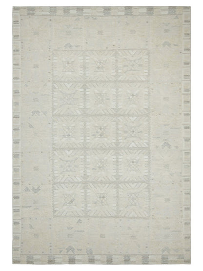 Rug & Kilim's Scandinavian Rug in Cream White and Gray Geometric Patterns Rugs