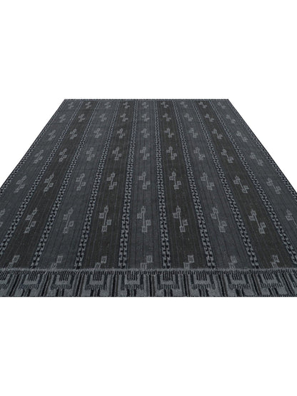Rug & Kilim's Scandinavian Rug with Gray and Blue Geometric Patterns Rugs