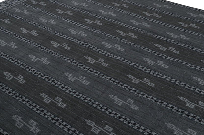 Rug & Kilim's Scandinavian Rug with Gray and Blue Geometric Patterns Rugs