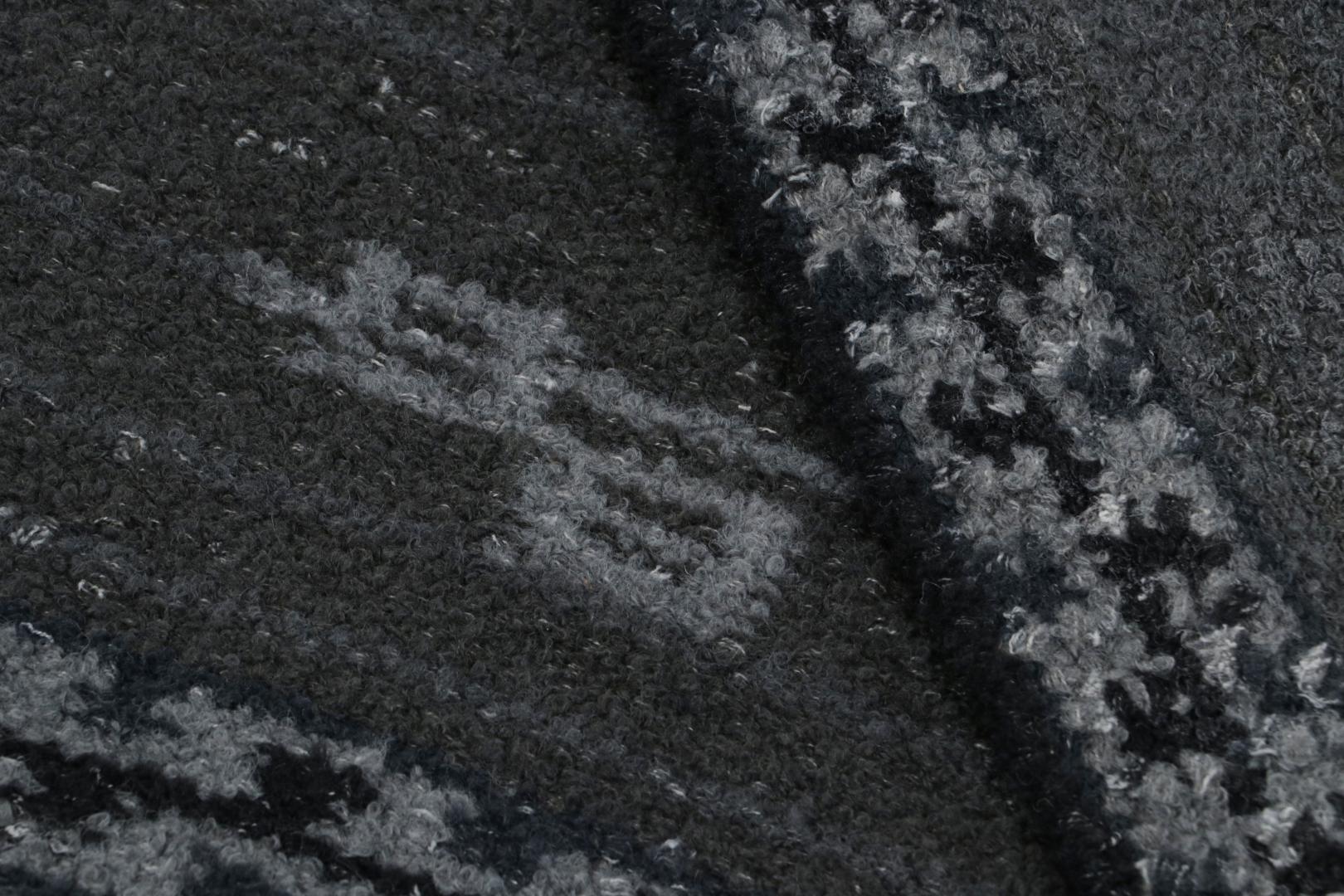Rug & Kilim's Scandinavian Rug with Gray and Blue Geometric Patterns Rugs