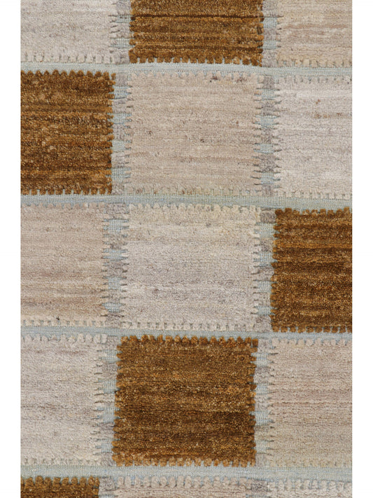 Rug & Kilim's Scandinavian Rug in Gray and Brown Geometric Patterns Rugs