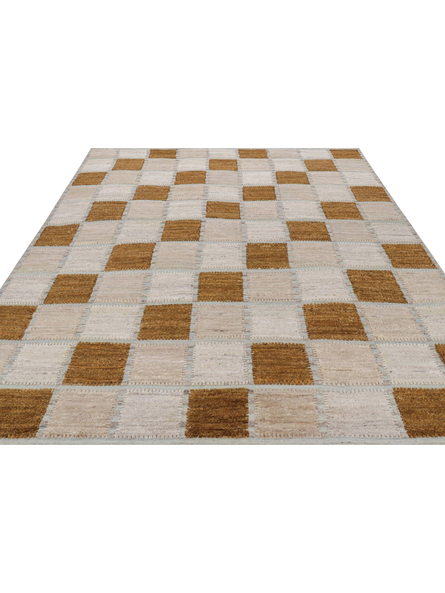 Rug & Kilim's Scandinavian Rug in Gray and Brown Geometric Patterns Rugs