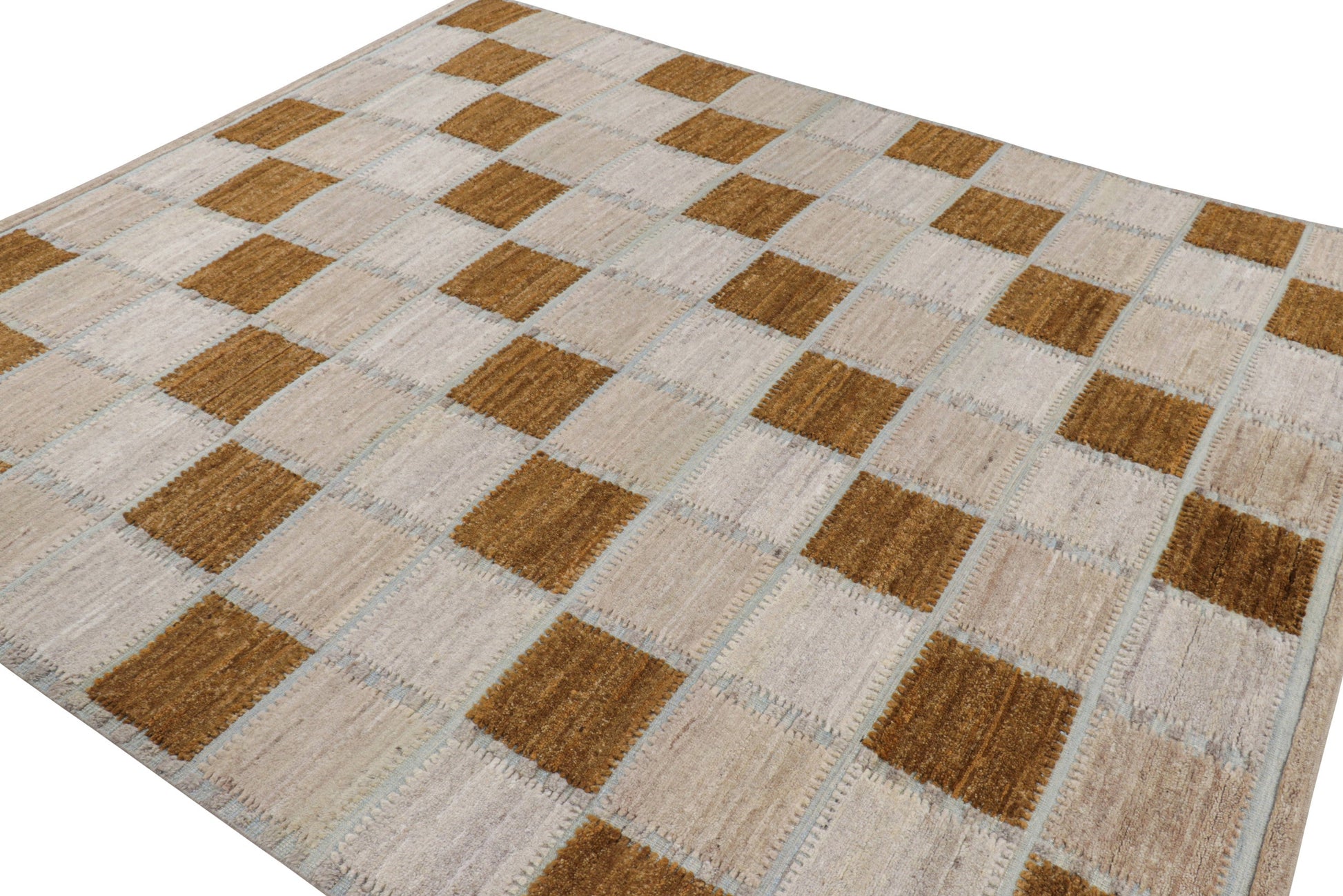 Rug & Kilim's Scandinavian Rug in Gray and Brown Geometric Patterns Rugs